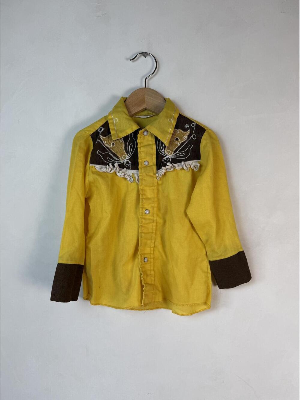 Kids Vintage Yellow Western Style Long Sleeve Shirt for Kids